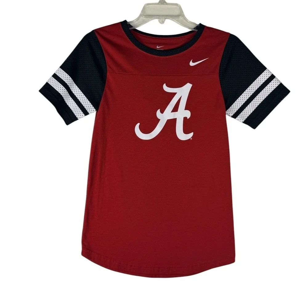 Nike Alabama Crimson Tide Kids XS Red Black Mesh Sleeve Jersey T-Shirt SU16HAB